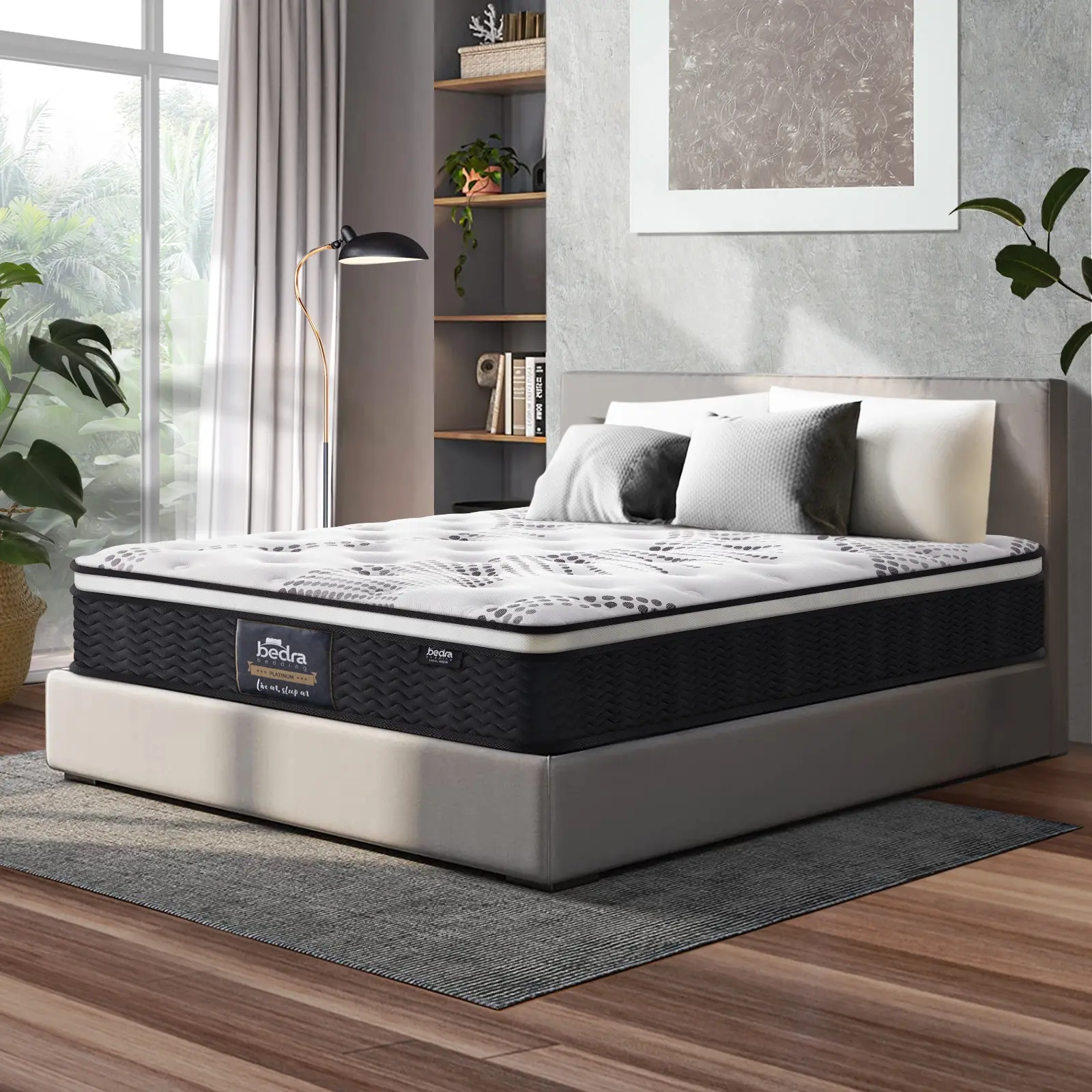 Bedra Double Mattress Cool Gel Foam Euro Top Bed Pocket Spring Medium Firm 22cm - Afterpay Day