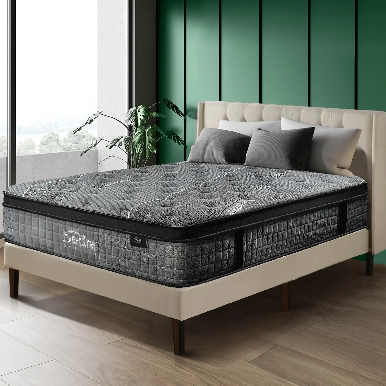 Bedra Queen Mattress Breathable Spring Mattress Euro Top Natural Latex Foam 34cm - Ultimate Mattress Sale - Save up to $600