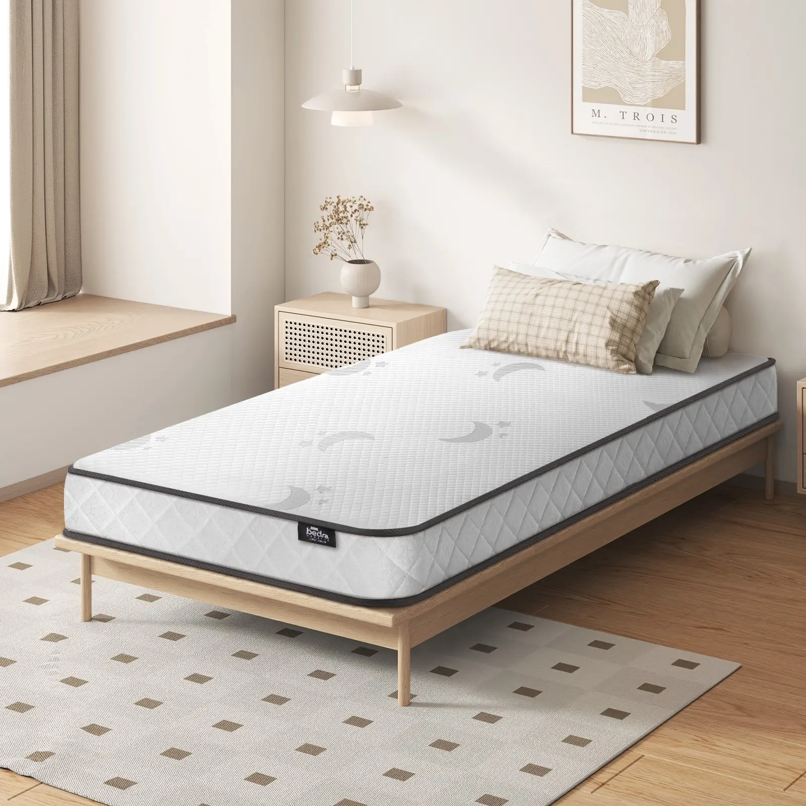 Bedra Single Mattress Tight Top Bed Bonnell Spring Foam 13CM - Furniture