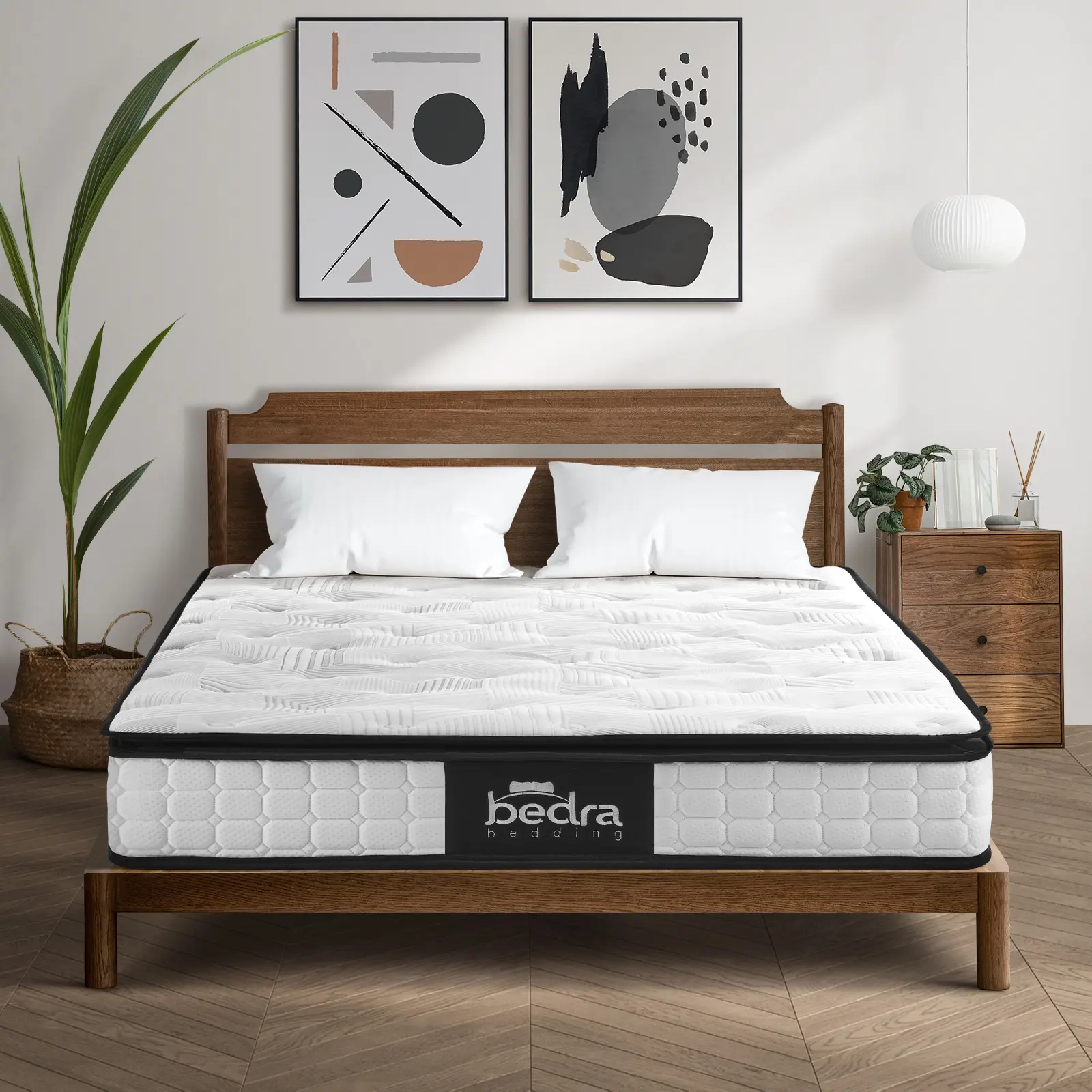 Bedra Queen Mattress 22CM Cool Gel Foam Bonnell Spring with Pillows - Furniture