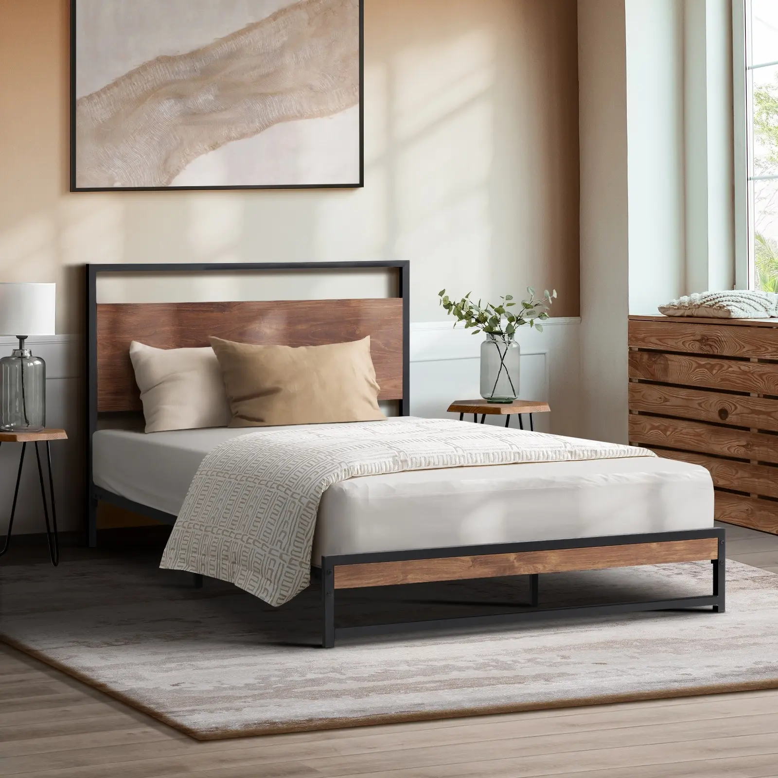Oikiture Metal Bed Frame King Single Size Beds Base Platform Wood - Top Selling Beds