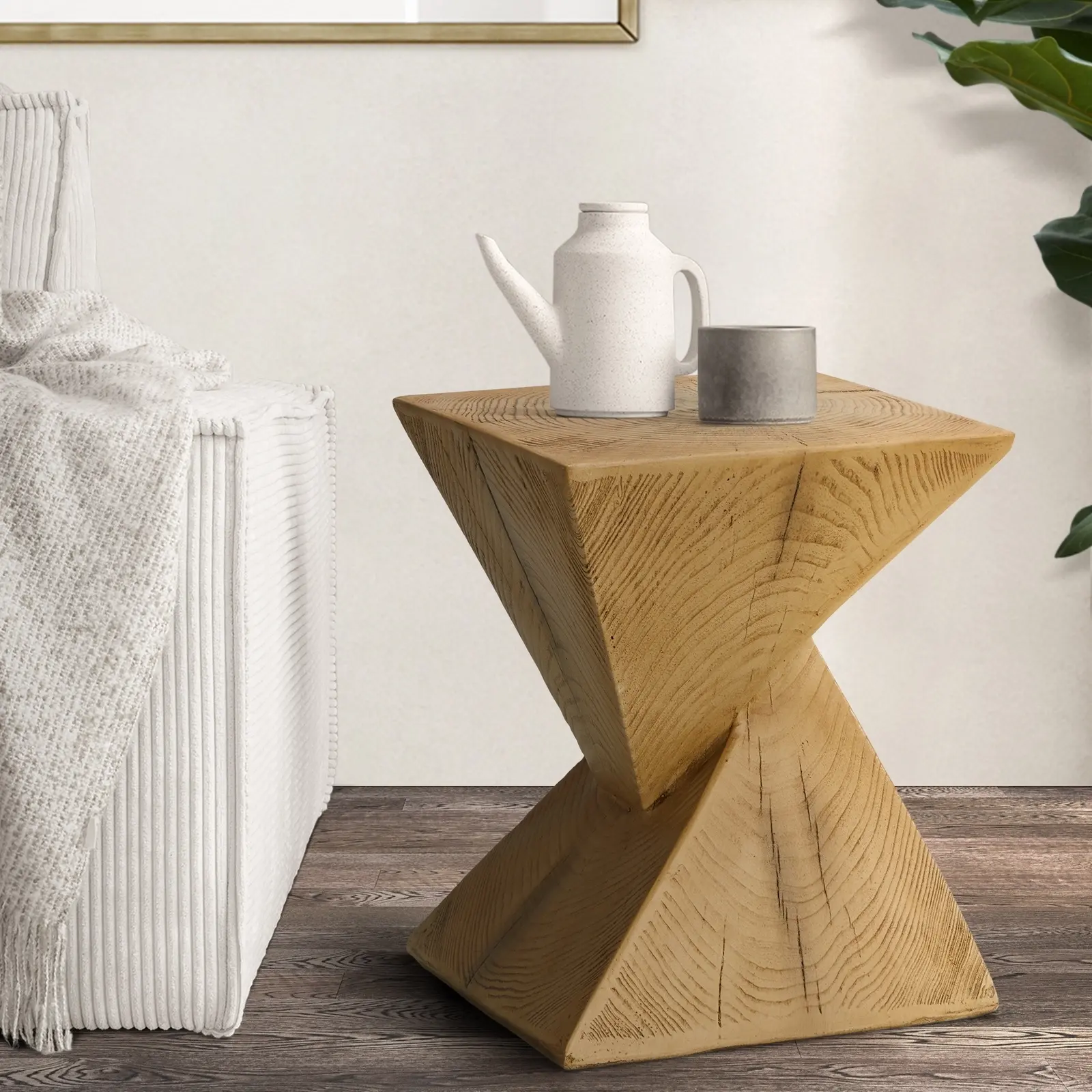 Oikiture Side Table Coffee Bedside End Stool Stand Stone Outdoor - Furniture