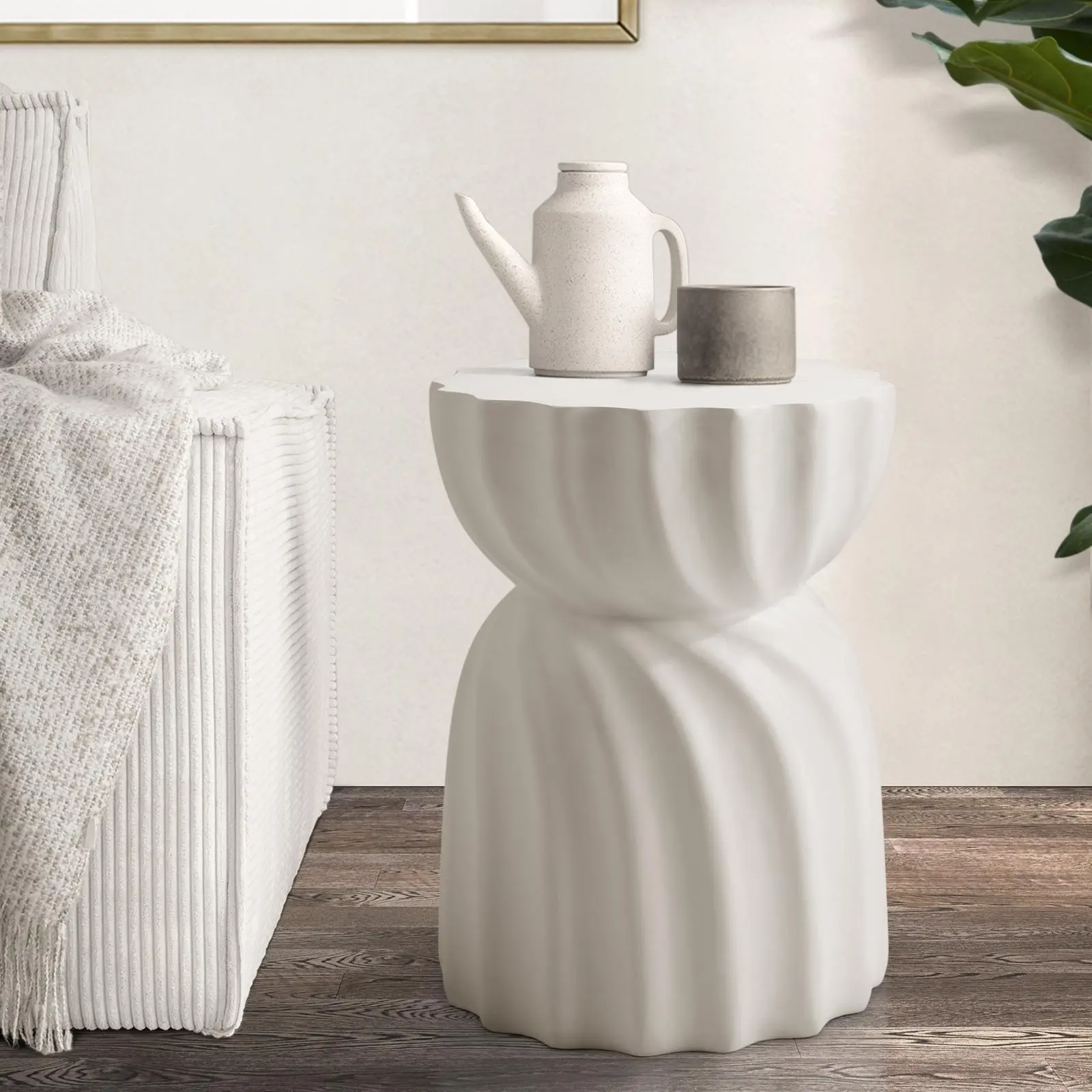 Oikiture Coffee Side Table Bedside End Stool Stand Stone - Furniture