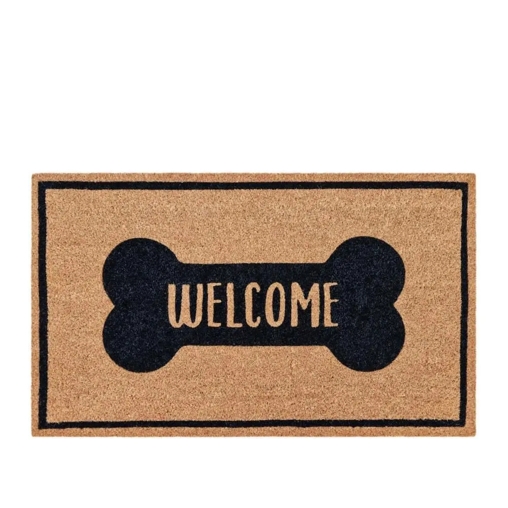 J.Elliot Home Dog Welcome 45x75cm Door Mat Floor Rug PVC Backed Coir Rectangle - Home & Garden
