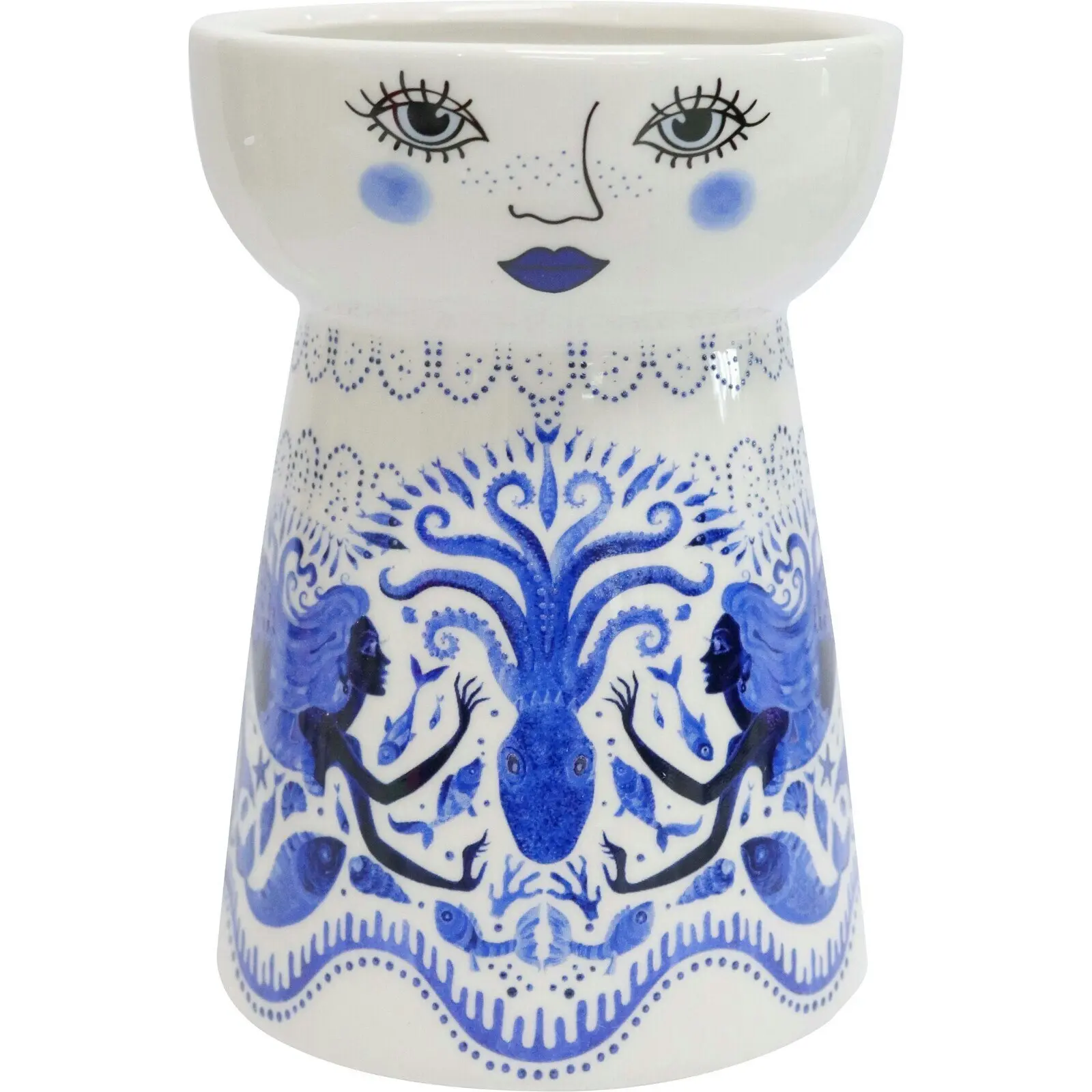 LVD Ceramic Doll Vase Pot Home/Office Tabletop Decorative Display 16cm Mermaid - Home & Garden