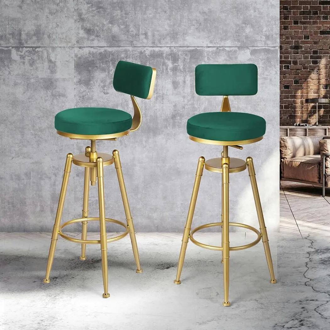 Levede 1x Bar Stools Velvet Kitchen Stool Chair Swivel Barstools Padded Seat - Furniture