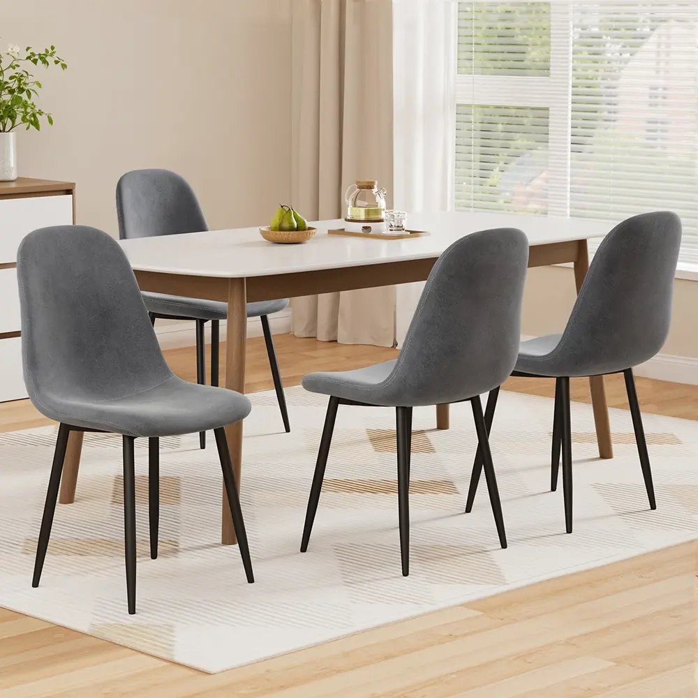 Artiss Dining Chairs Set of 4 Velvet Curved Slope Grey - Furniture