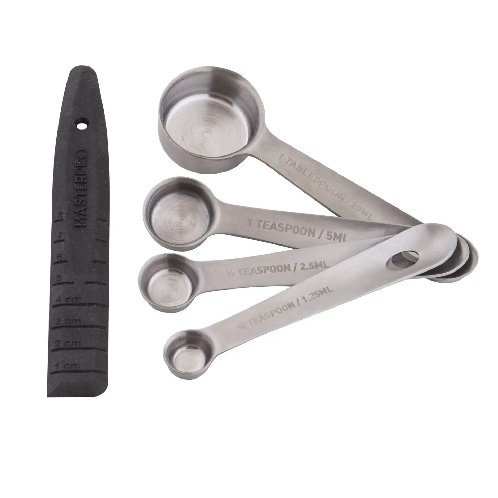 MASTERPRO PROFESSIONAL MEASURING SPOONS WITH LEVELLER 5PCS SET - Home & Garden