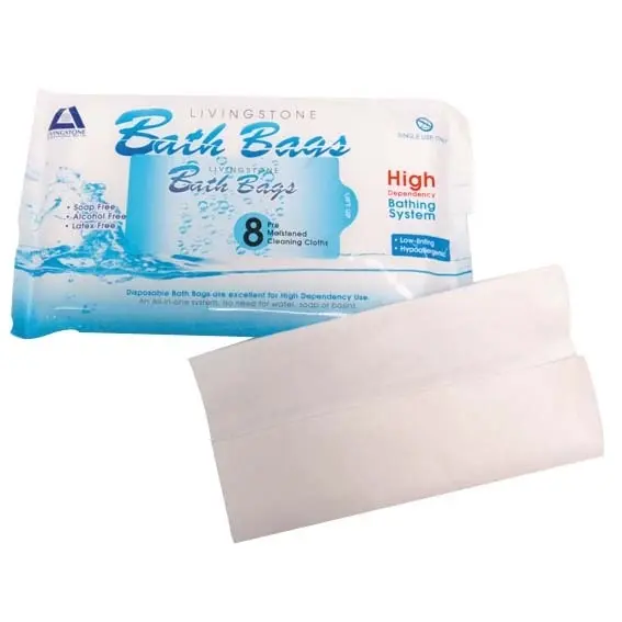 Livingstone Bath Bag Wipes 19x18.5 8 Pack x25 - Commercial