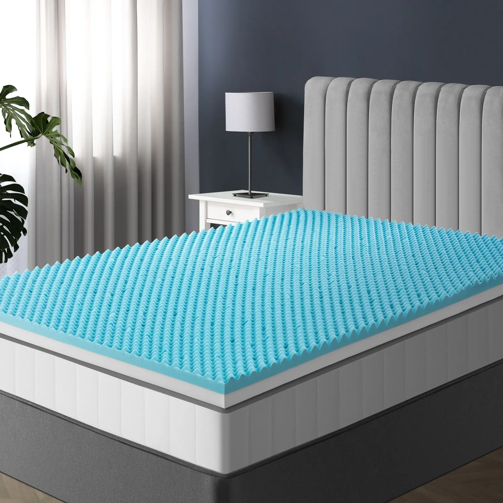 Bedra Memory Foam Mattress Topper Reversible Cool Gel Bed Mat 10cm Double - Furniture