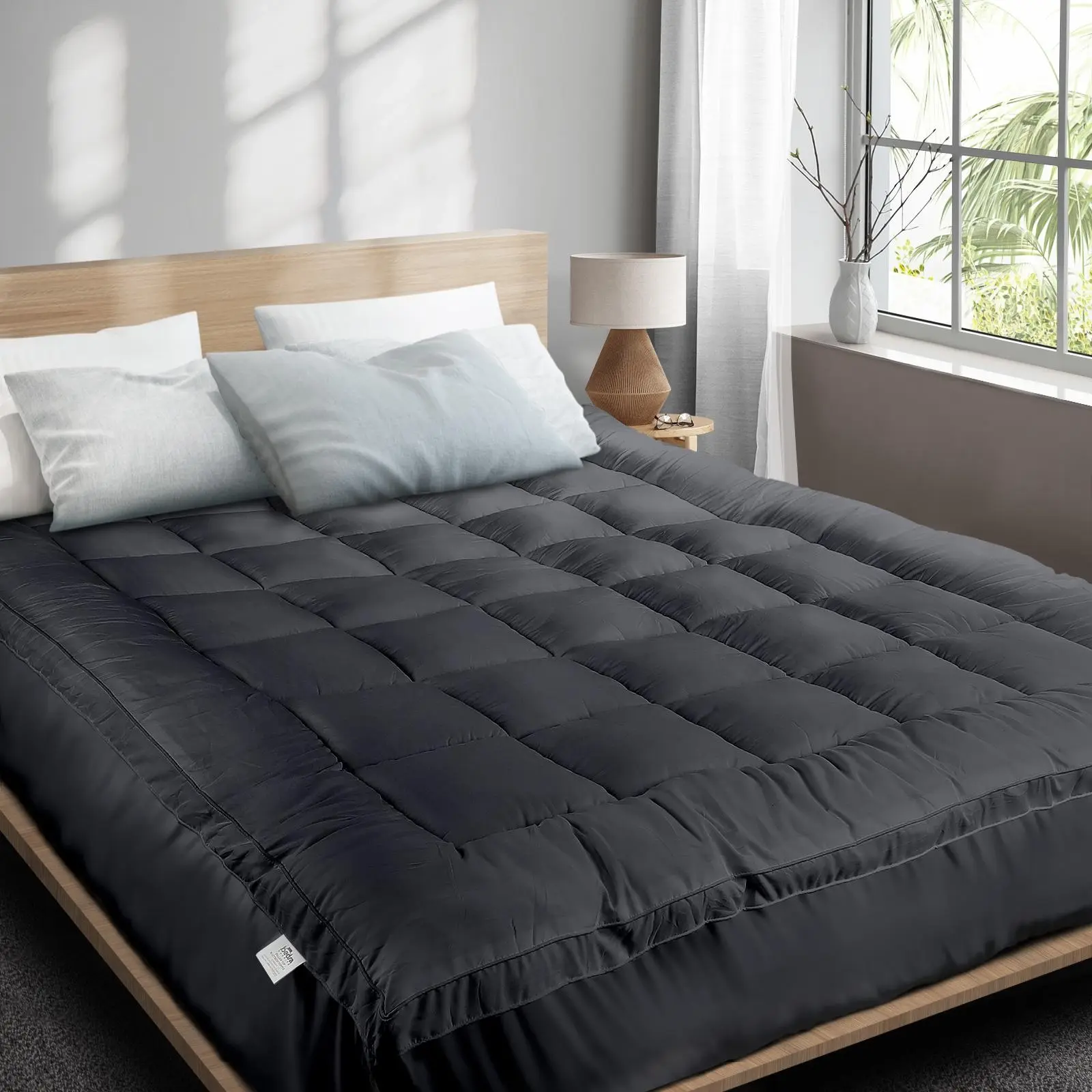 Bedra Mattress Protector Bamboo Charcoal Pillowtop Topper Underlay Cover Double - Furniture