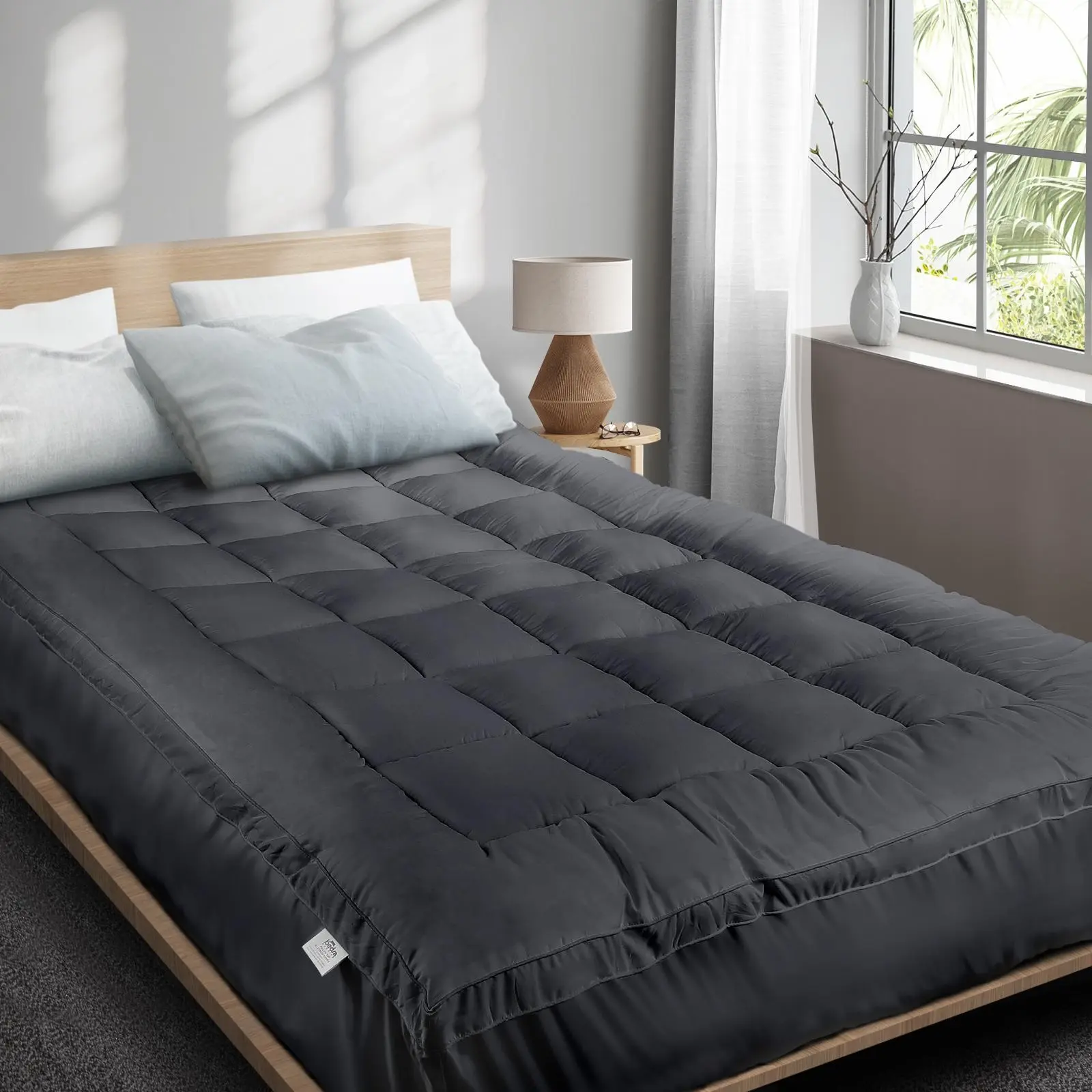 Bedra Mattress Protector Bamboo Charcoal Pillowtop Topper Underlay Cover Single - Home & Garden