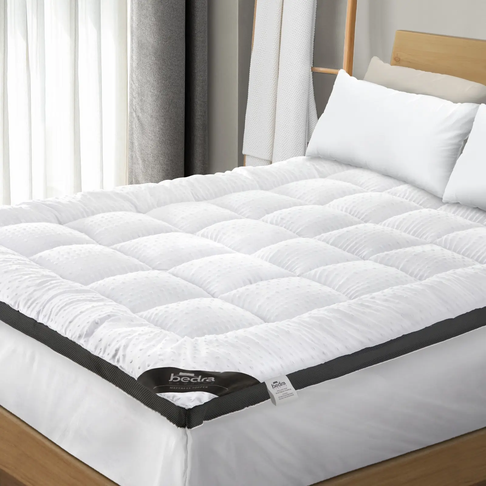 Bedra Mattress Topper Pillowtop Airflow Mesh Design Bed Protector Mat 5cm Single - Home & Garden