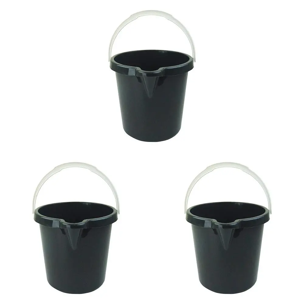3x Home Leisure Bucket W/Lip 11L Charcoal Laundry Cleaning Home Organisation - Home & Garden