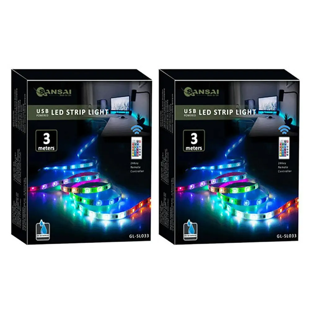 2x Sansai 3m USB Powered RGB LED Strip Light Monitor Backlight w/ Remote Control - Up to 60% off Connected Smart Tech