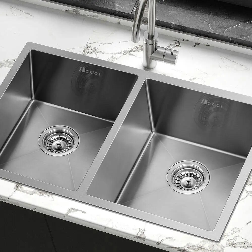 Alfordson Kitchen Sink Stainless Steel Drop in Flush Under Mount Basin 770X450MM - Hardware