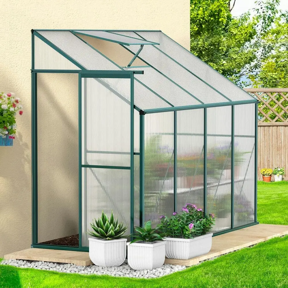 Alfordson Greenhouse 2.52x1.27x2.13M Lean-to Aluminium Polycarbonate Garden Storage