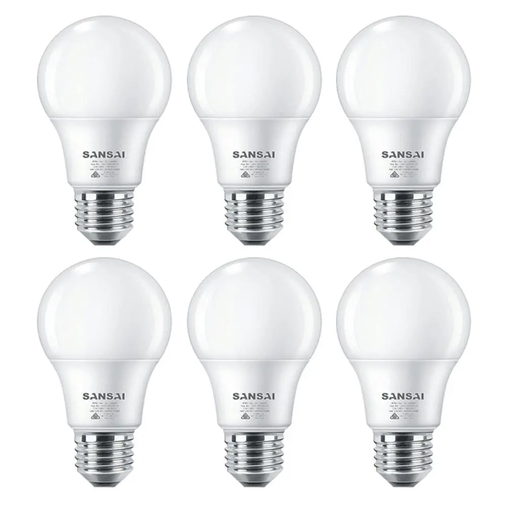 6x Sansai Home/Office LED 1050lm Screw Light Bulb A60 12W E27 Cool White 6500K - Home & Garden