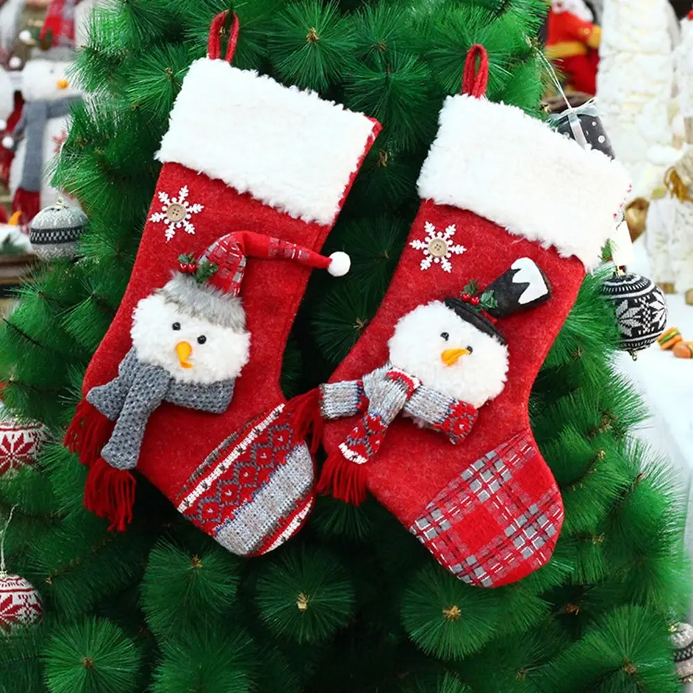 2 Pack Christmas Stocking Large Xmas Gift Bags Decoration Socks Christmas Decor - Home & Garden