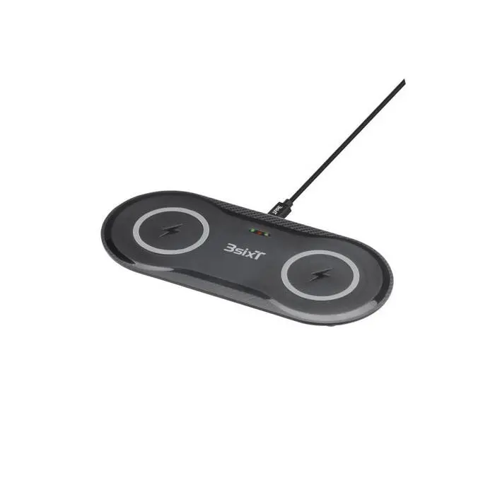 3sixT Elfin 20W Dual Wireless Charger Pad w/ AC For Apple iPhone/Samsung Black - Electronics