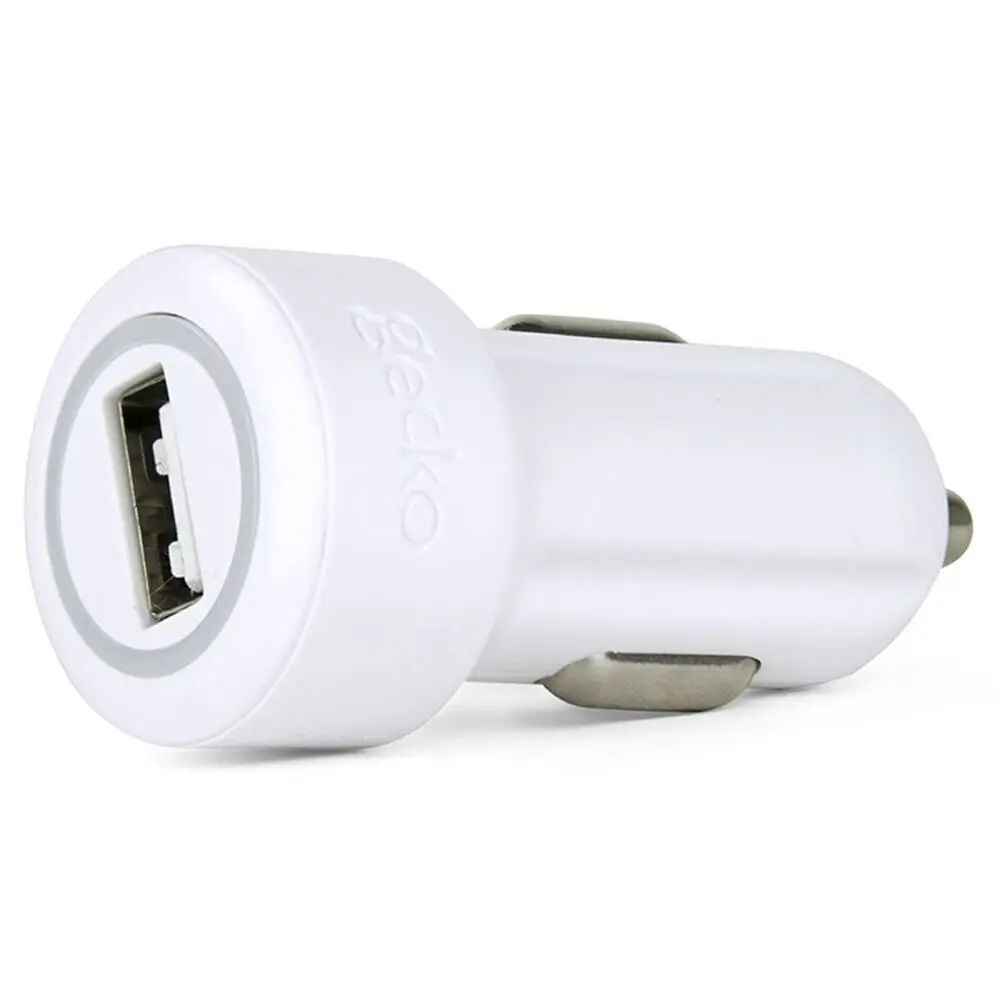 Gecko Smart 2.4A USB Car Charger for Smartphones GPS Tablet Dash Cameras White - Electronics