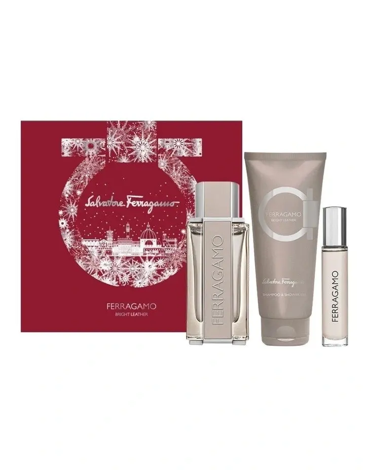 Salvatore Ferragamo Bright Leather EDT 100ml 3 Piece Gift Set - Beauty