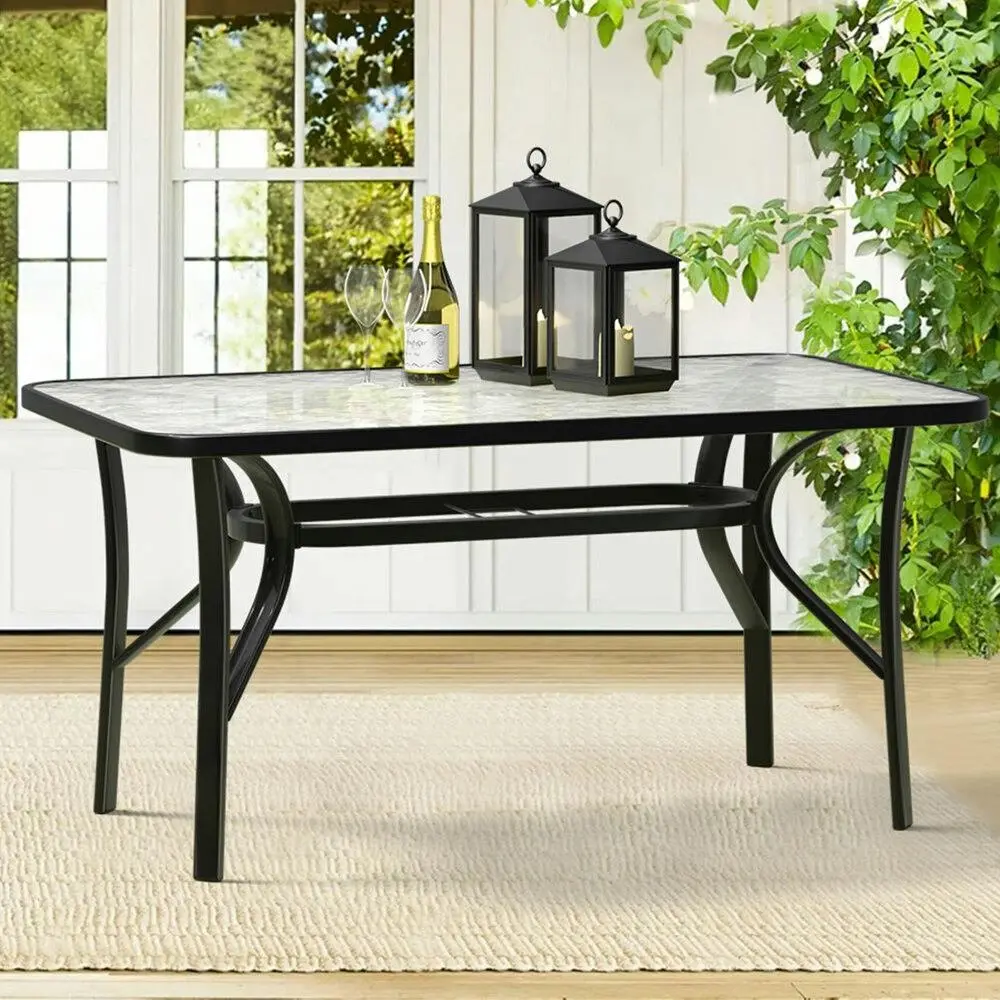 Alfordson Patio Dining Table Garden 120CM X 70CM Black - Furniture