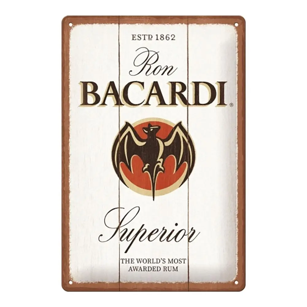 Nostalgic Art 20x30cm Medium Metal Sign Bacardi Superior Home/Bar Decor White - Home & Garden
