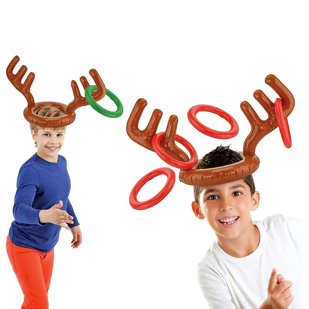 Inflatable Antler Reindeer Hat Ring Toss Xmas for Birthday Party Game Holiday - Home & Garden
