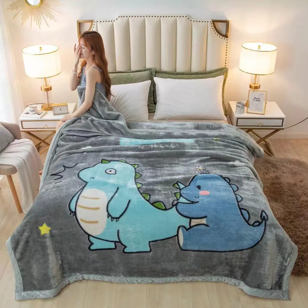 Large Ultimate Sherpa Blanket Luxurious Plush Throw Rug 200x230cm Dino Pattern - Home & Garden