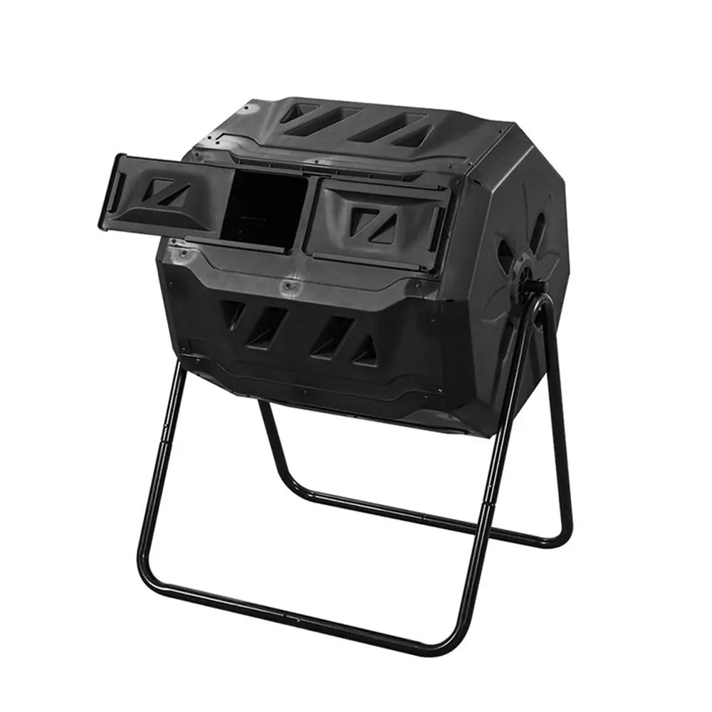 Elora Compost Tumbler Dual Bin Rotating Composter Garden Food Waste Recycling - Home & Garden