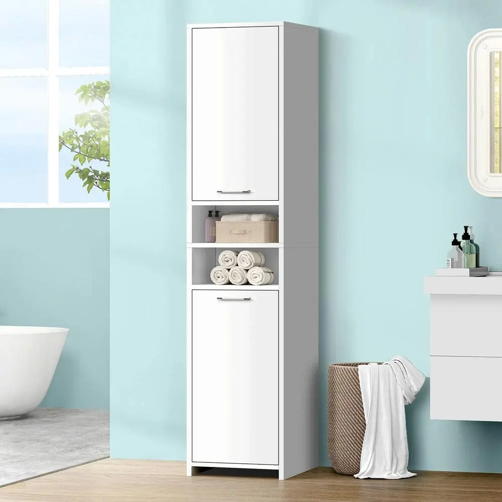 Alfordson Tall Cabinet Bathroom Shelf White - Furniture