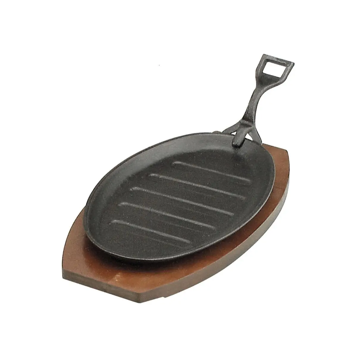 CHEF INOX BLACK HAMMER-STONE CAST IRON STEAK SIZZLE PLATE WITH HANDLE