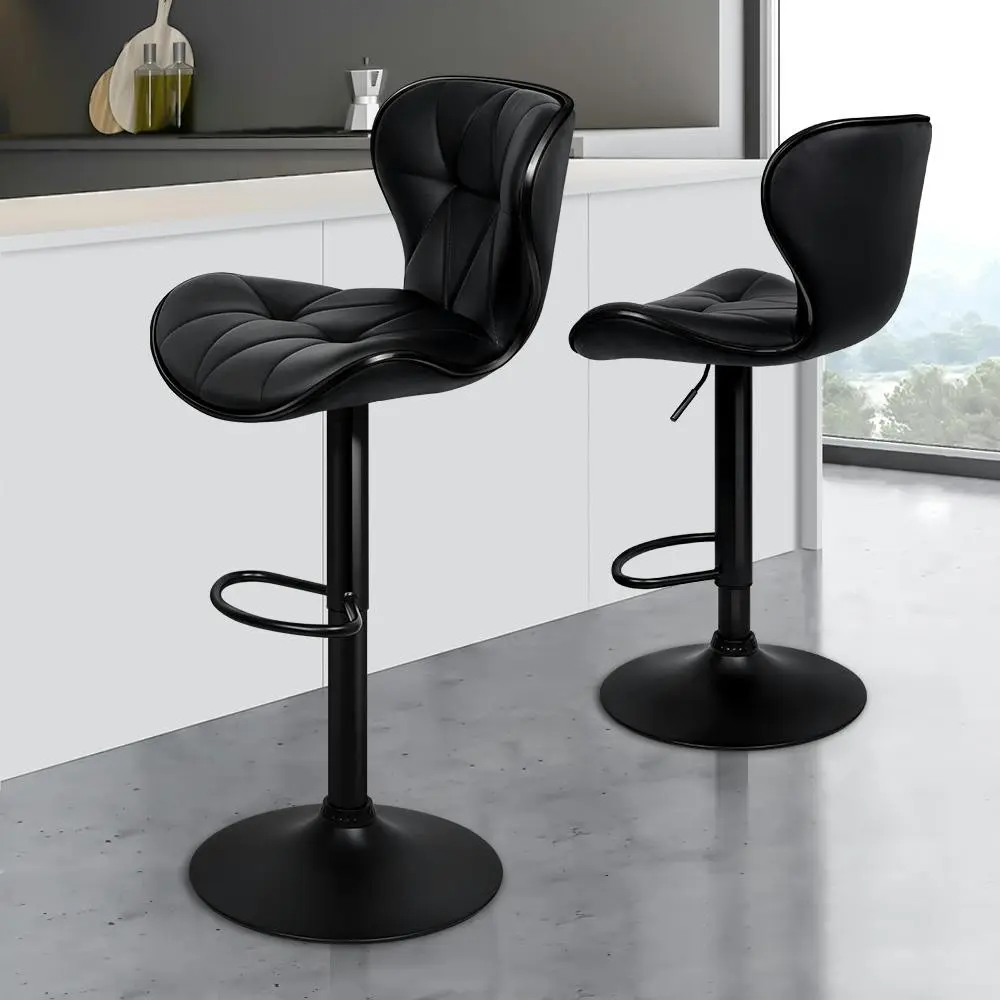 Alfordson Bar Stools Triangle Motif All Black Luna x2 - Furniture