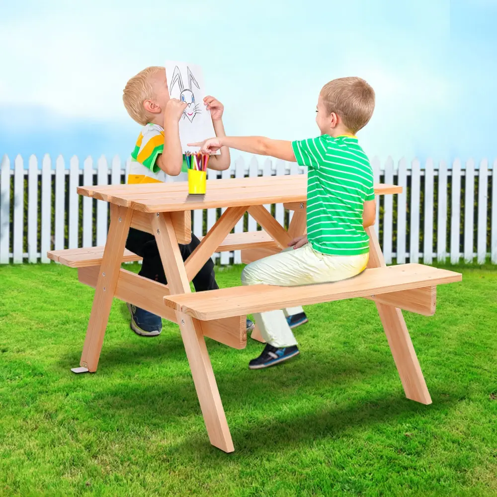 Keezi Kids Outdoor Table and Chairs Picnic Bench Set Children Wooden - Up to 65% off Outdoor Furniture