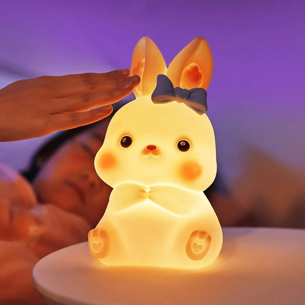 LED Decor Cute Rabbit Nightlight Silicone Light for Toddler Bedroom and Kid Room - Home & Garden