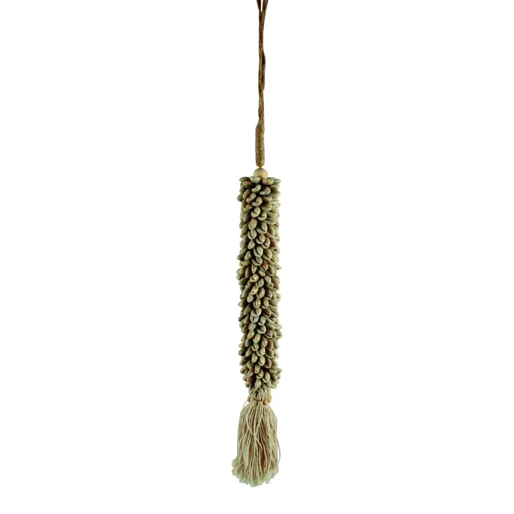 Maine & Crawford Raka Shell 50cm Ornament w/ Tassel Hanging Home Decor Natural - Home & Garden