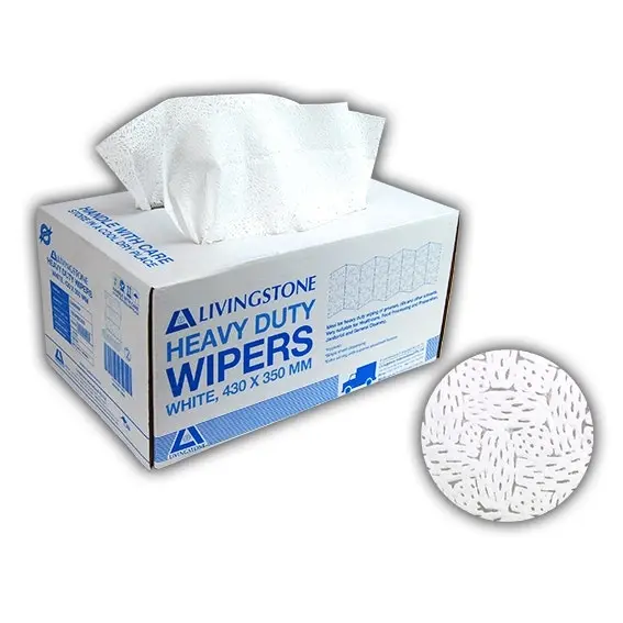 Livingstone Hand and Bench Wipe 43 x 35cm Polypropylene White 150 Sheet Carton - Commercial