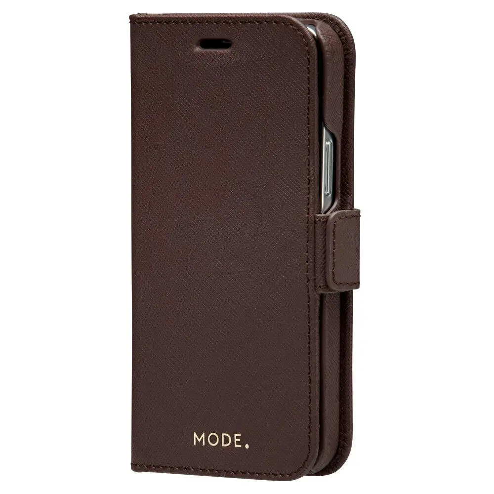 Dbramante New York Leather Wallet Flip Case for iPhone 12/12 Pro Dark Chocolate - Electronics