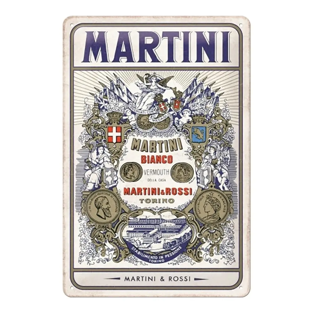 Nostalgic Art 20x30cm Medium Sign Martini Bianco Vermouth Label Home/Bar Decor - Home & Garden