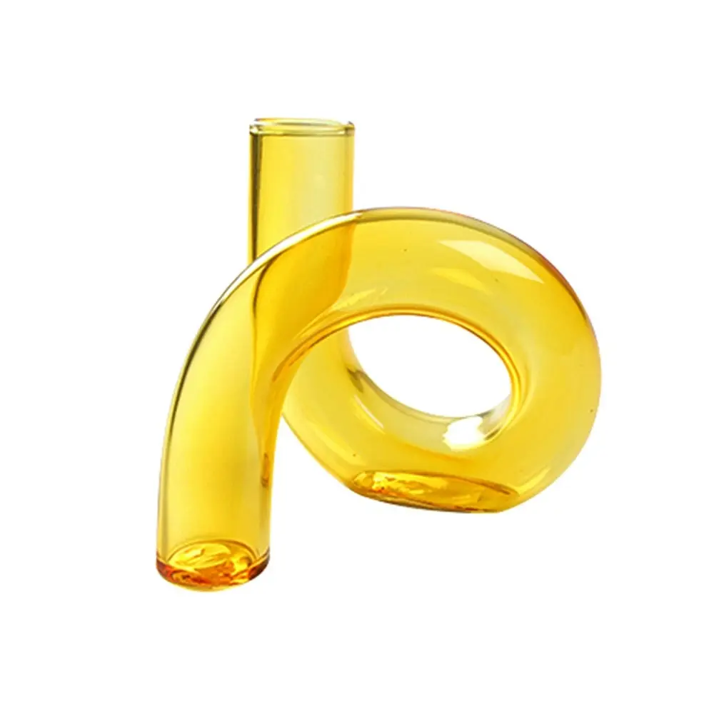 Maine & Crawford Atticus 13x13cm Tubular Glass Flower Vase Home Decor Yellow - Home & Garden