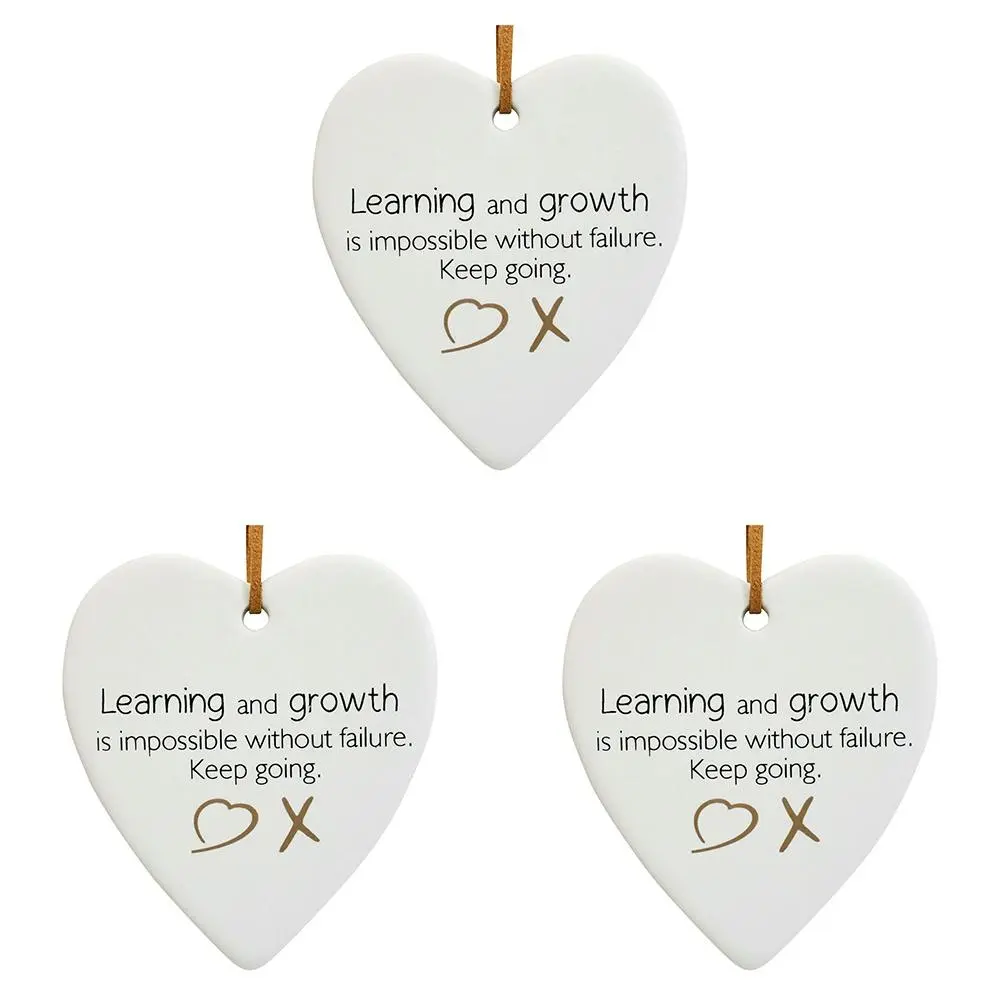 3x Ceramic Hanging 8x8cm Heart Growth w/ Hanger Ornament Home/Office Room Decor - Home & Garden