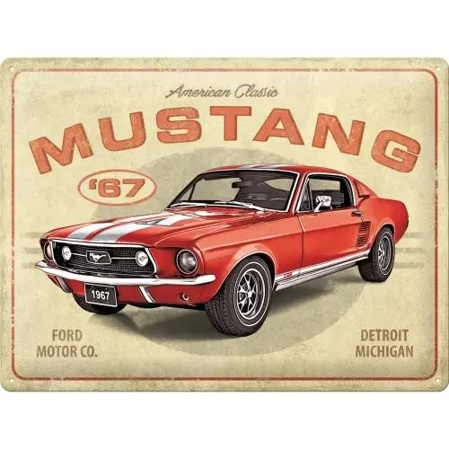 Nostalgic Art Ford Mustang Red 1967 GT 30x40cm Large Metal Sign Home Wall Decor - Home & Garden