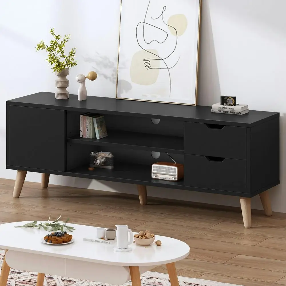 Alfordson Entertainment Unit Cabinet Black 120cm - Furniture