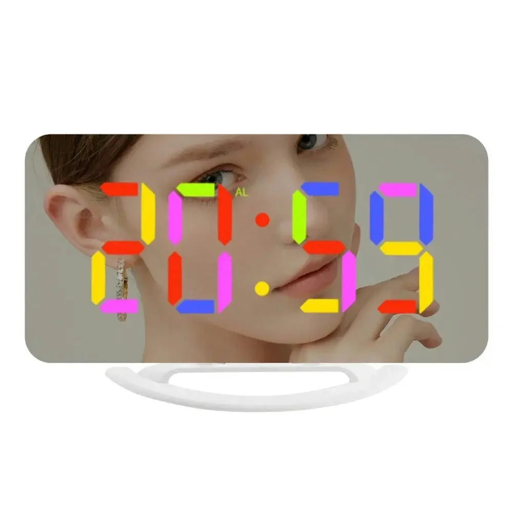 LED Mirror Alarm Clock Digital RGB Snooze Clocks Large Display Wake Up Clock - Home & Garden