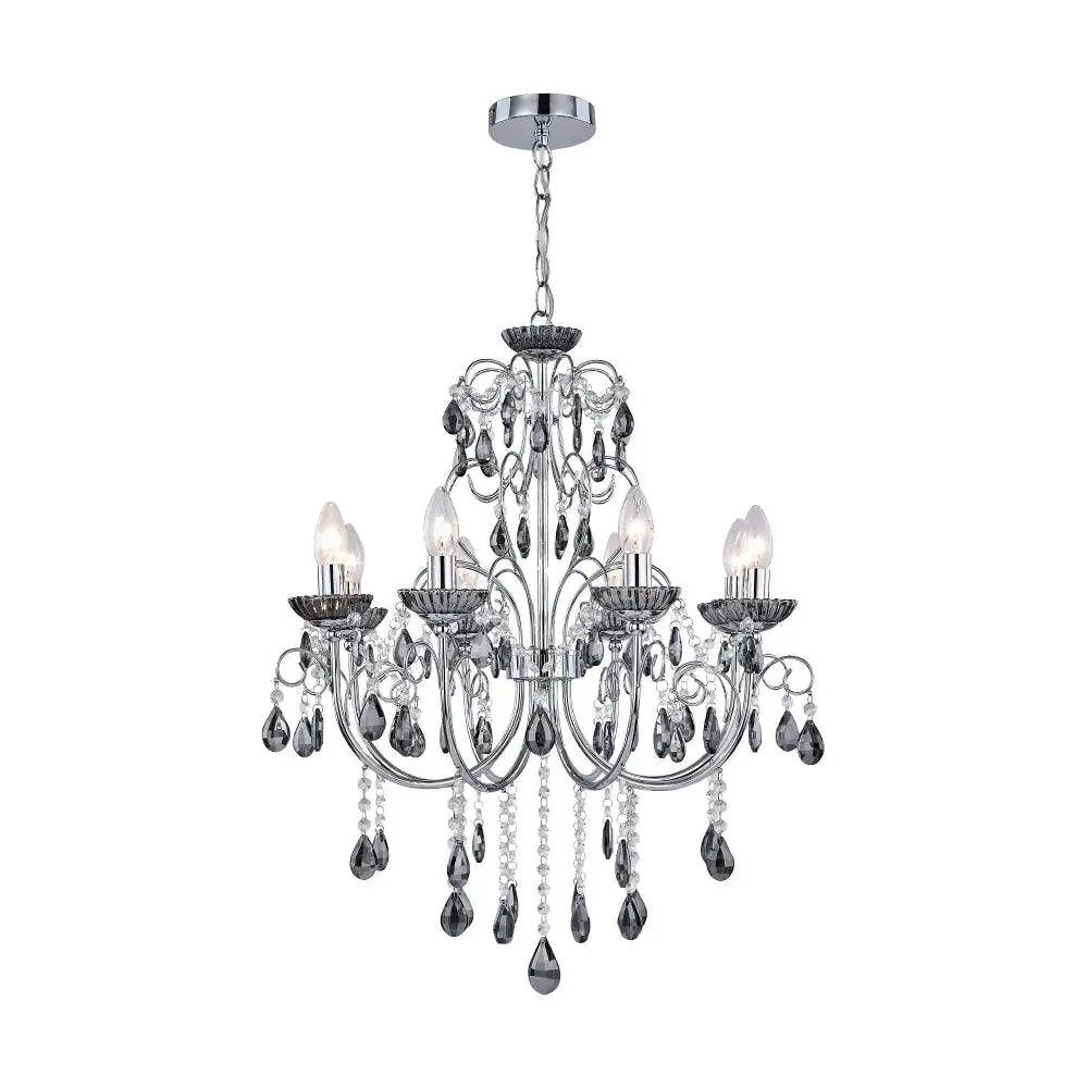 Davie Clasic Hanging Chandelier Lamp Light Chrome Smoke Large - Home & Garden