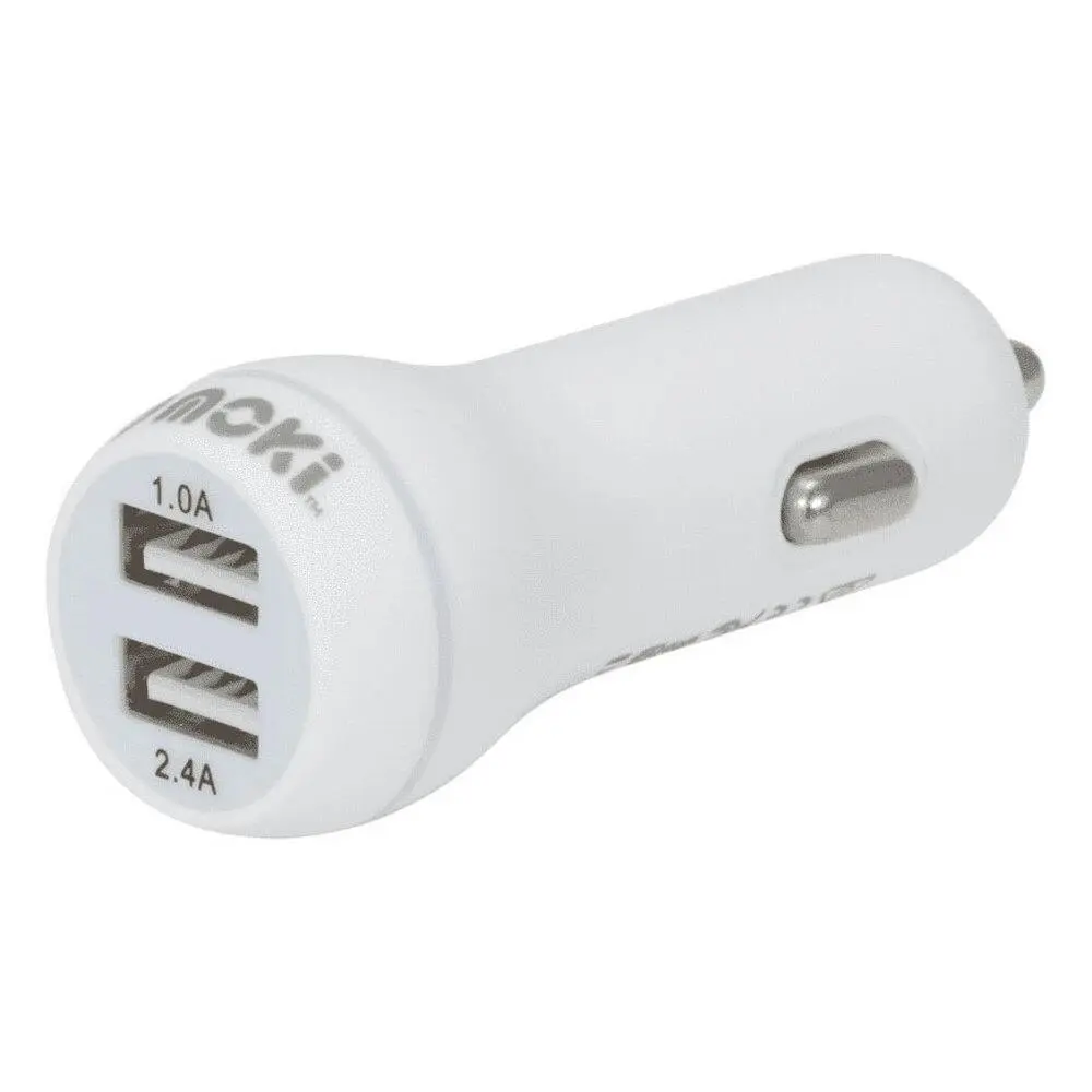 Moki Dual Port USB Car Charger Socket 3.4A for Apple iPhone X XS/Samsung LG WHT - Electronics
