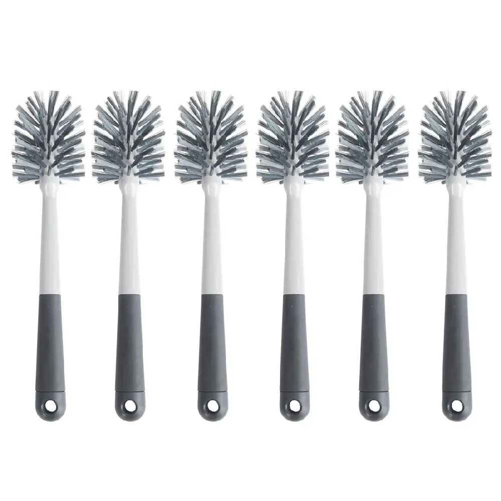 6x MasterCraft Long-Handle Bottle Brush Dishwashing Kitchen Cleaner 32cm Grey