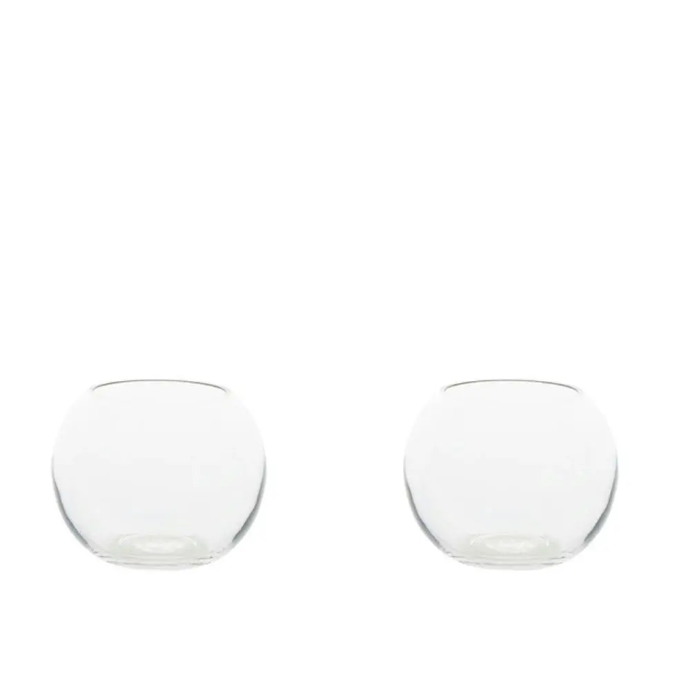 2x Belle Fish Bowl Glass Flower Vase Round 16cm Plant Holder Tabletop Decor CLR - Home & Garden