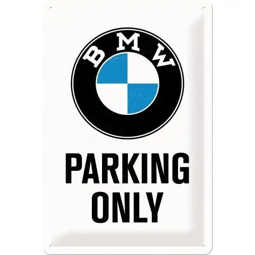 Nostalgic Art 20x30cm Metal Wall Hanging Sign BMW Parking Only White Home Decor - Home & Garden